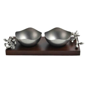 Silver Stainless Steel Wood Fruit Bowl