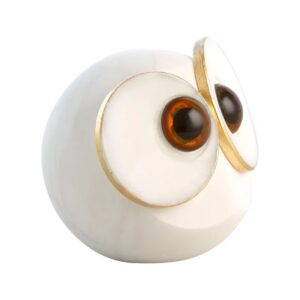 White Round Alabaster Owl Ornament