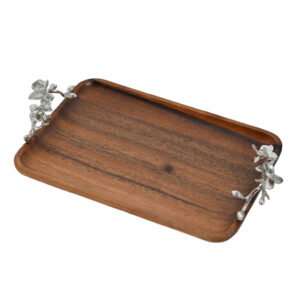 Silver The Handle Wood Tray