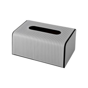 Gray Leather Tissue Box