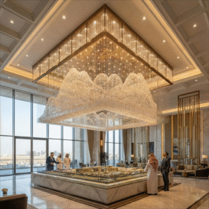 Monumental “Mountain Range” Crystal Chandelier for Luxury Sales Gallery in Riyadh, Saudi Arabia