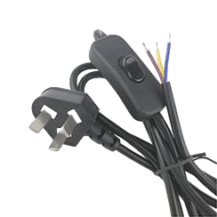 Black Button Switch Cord (3-Pin Plug)