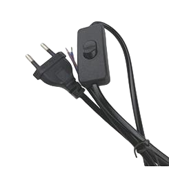 Black Button Switch Cord(Round Plug)