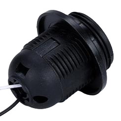 Black E27 (ES) Full Thread Plastic Snap-In Lampholder