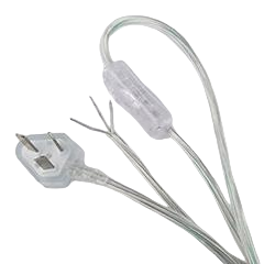 Transparent Button Switch Cord (3-Pin Plug)