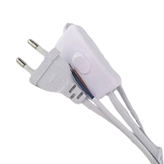 White Button Switch Cord(Round Plug)