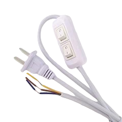 White Double Button Switch Cord(Flat Plug)